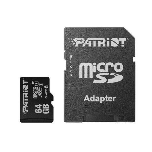 Карта памяти Patriot micro SD 64 GB + SD Adapter 